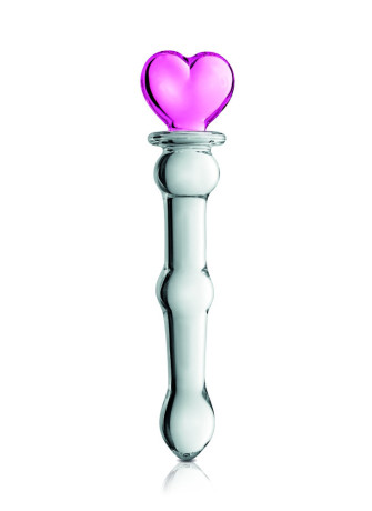 Gode en verre bicolor avec boules et coeur  n°21 Glossy - CC532074